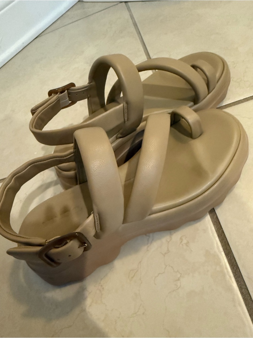 Vince Beige/Tan Platform Strappy Sandals